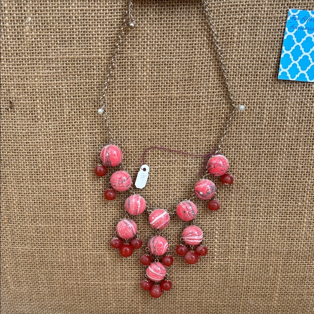 Pink and Red Beaded Necklace